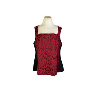 NWT Lane Bryant Plus Size 20 Fitted Sleeveless Top Square Neck Black Red
